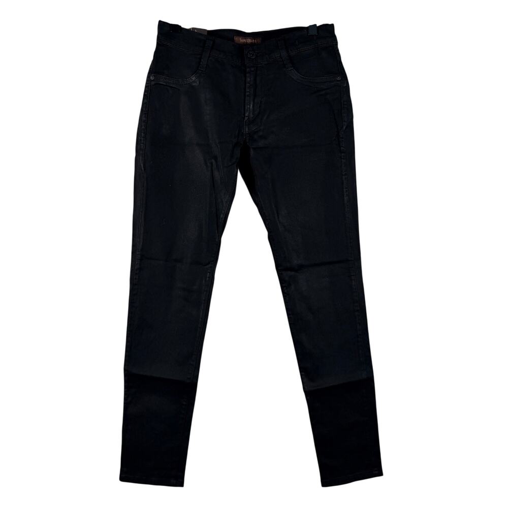 James Jeans NWT Twiggy Black Coated Skinny Jeans Leather Look Denim Size 28 W28